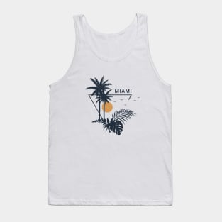 Palms In Tropical Leaves. Miami. Geometric Style Tank Top